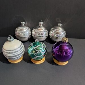 Lot of 6 VTG Mercury Glass Tree Ornaments Christmas Decorative USA